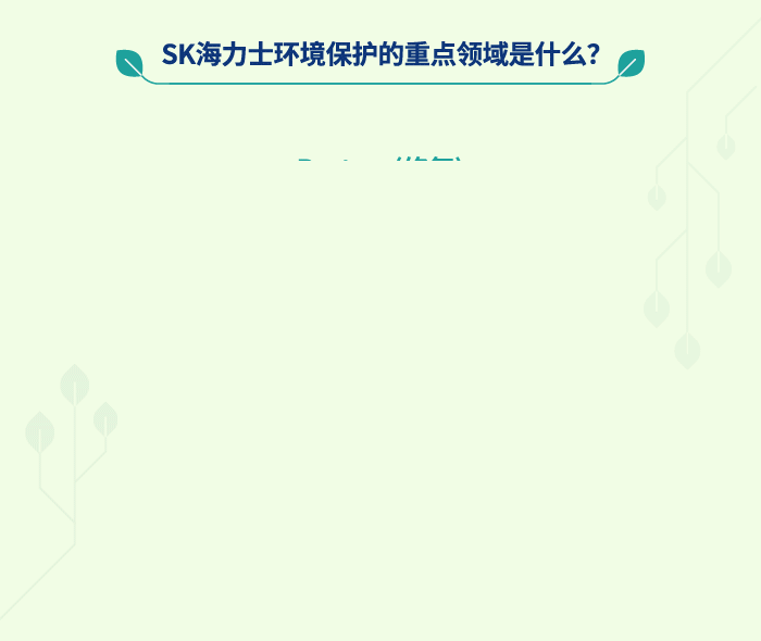 SK海力士环境保护的重点领域是什么？修复(气候行动 ,水资源管理,循环经济), 创新(可持续制造, 绿色技术)